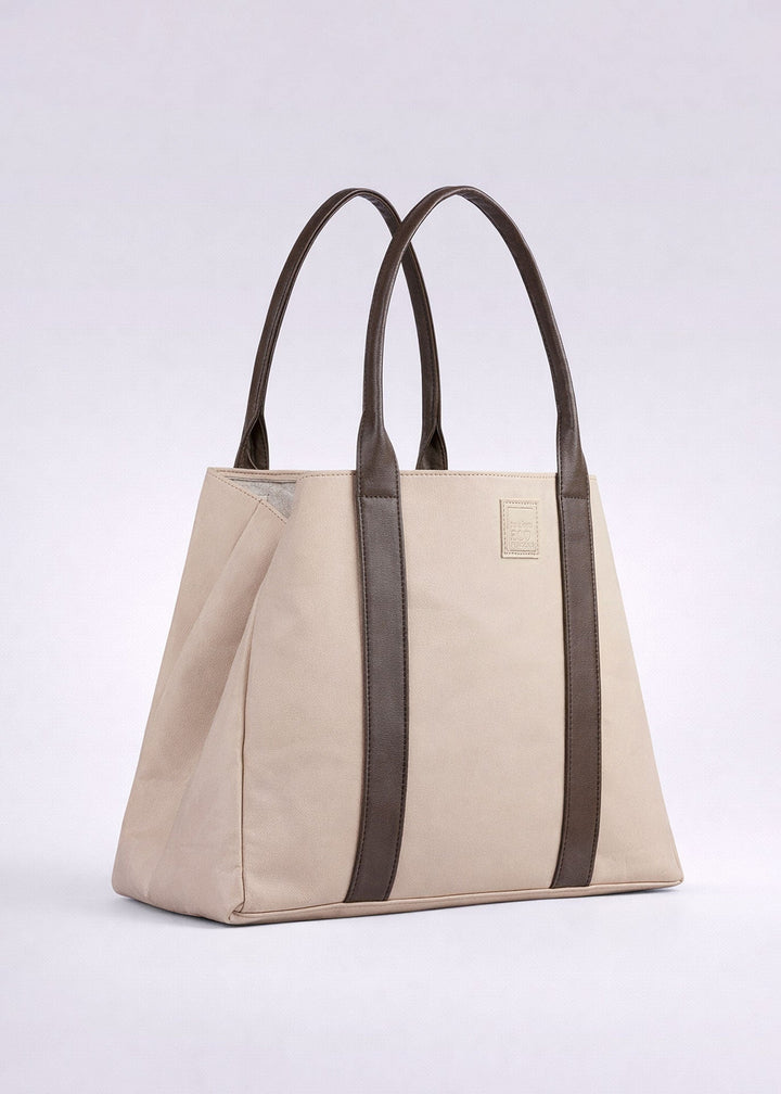 Vegan Pinatex Handbag Tote, Sand Coffee