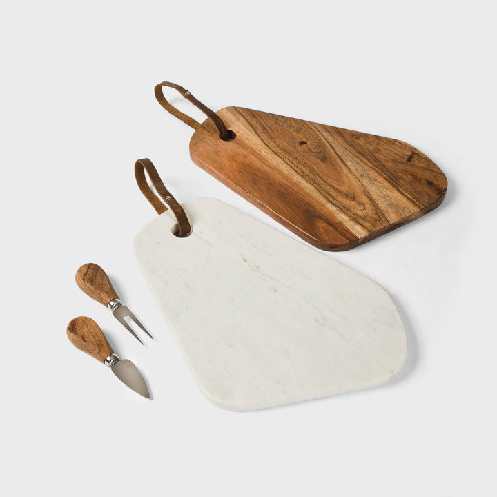 Handcrafted Marble &amp; Acacia Wood Cutting Board Set, 2 Ct.
