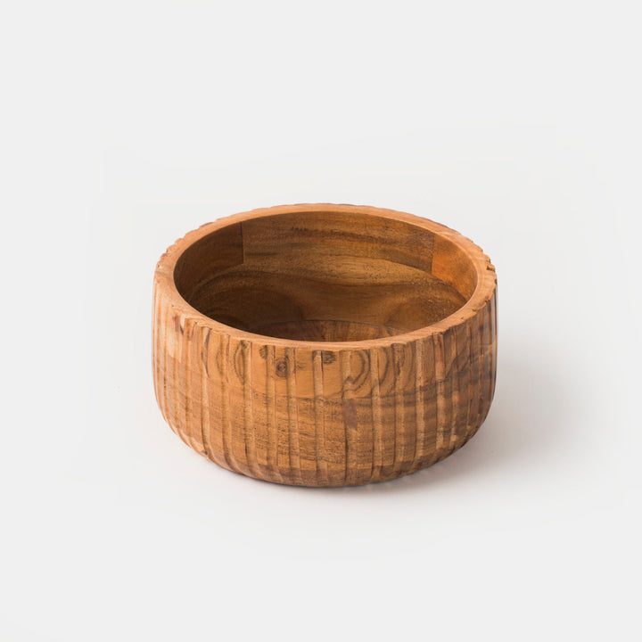 Handcrafted Etched Acacia Wood Stackable Dinnerware Bowls