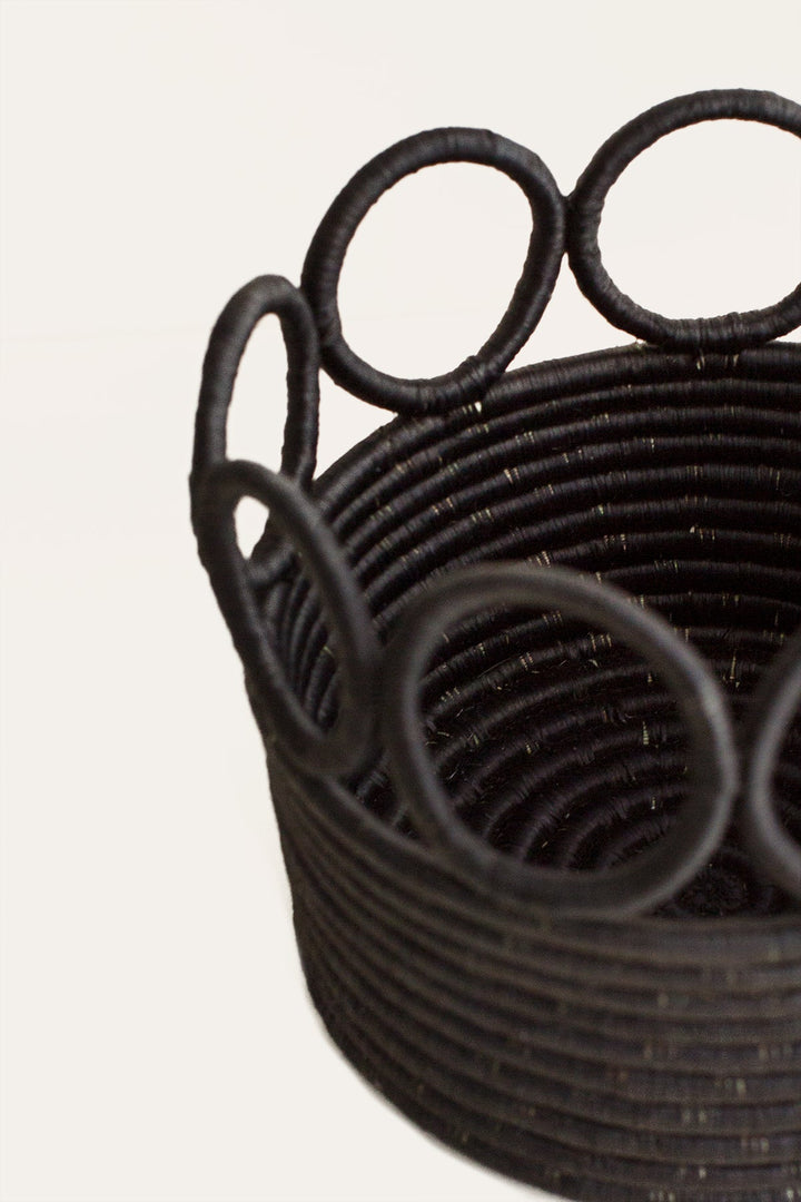 Handcrafted Sisal Sweetgrass Storage Basket, Black