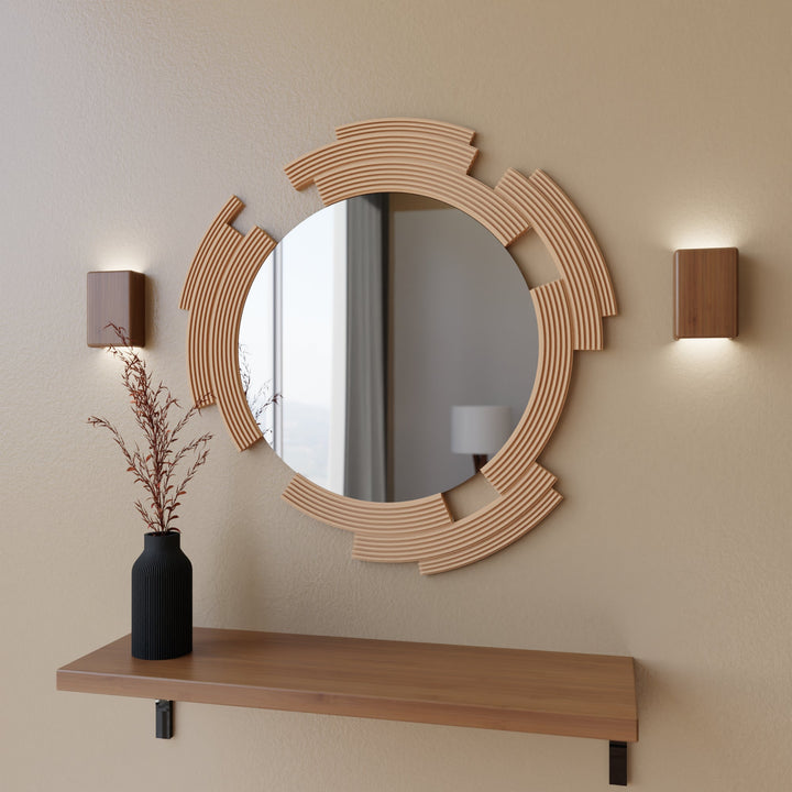 Geometric Wood Fiber Wall Decor Mirror