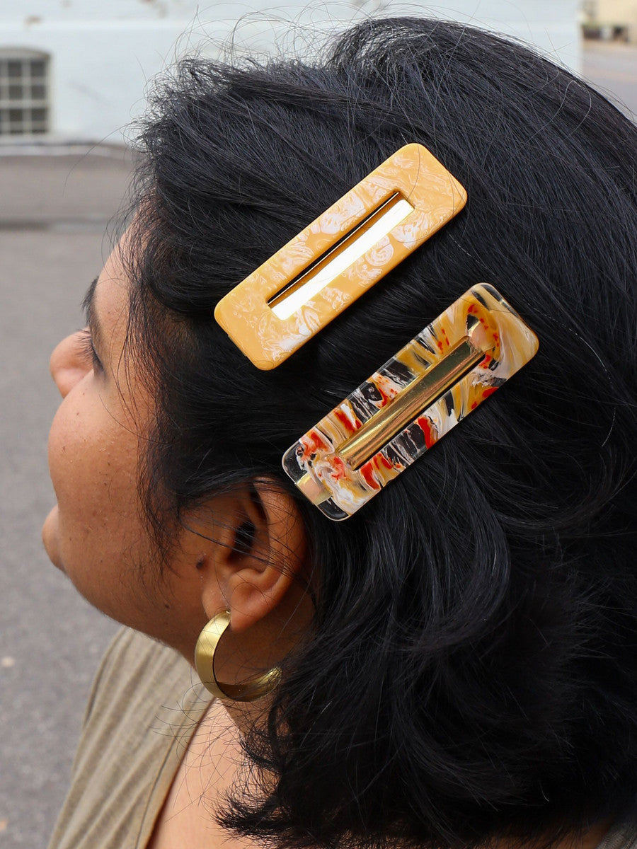 Handcrafted Resin Hair Clips, 1" x 3", 2 Ct.