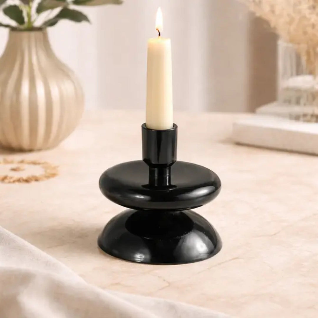 Matte Aluminum Candle Holder, Matte Black, 5"
