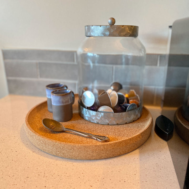 Upcycled Cork Round Serving Tray, 11"