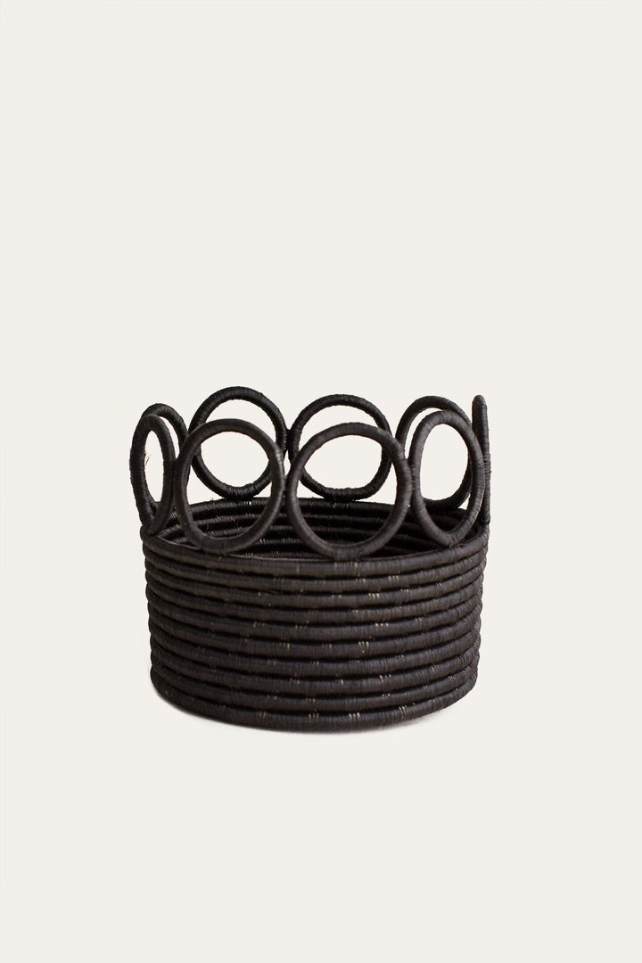 Handcrafted Sisal Sweetgrass Storage Basket, Black