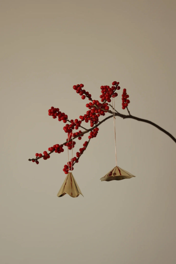 Solid Brass Petunia Decor Ornaments, Shiny Gold, 2 Ct.