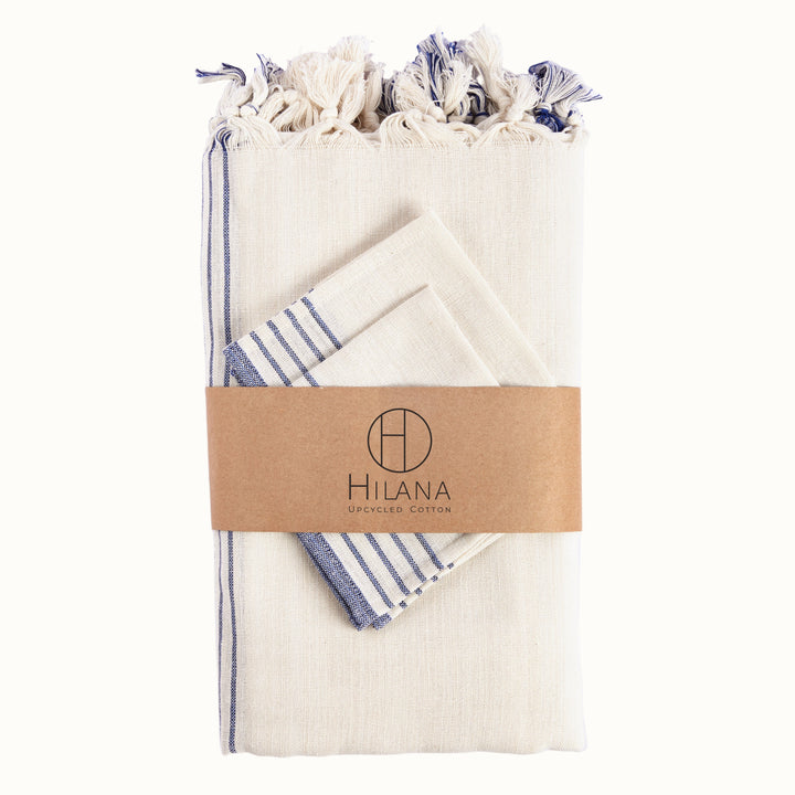 Recycled Cotton Tablecloth &amp; Napkin Set, Taupe, 13 Ct.