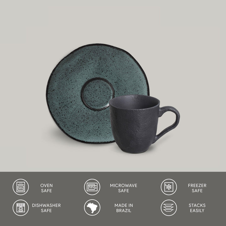 Non-Toxic Ceramic Cup &amp; Saucer Dinnerware Set, 6 Ct.