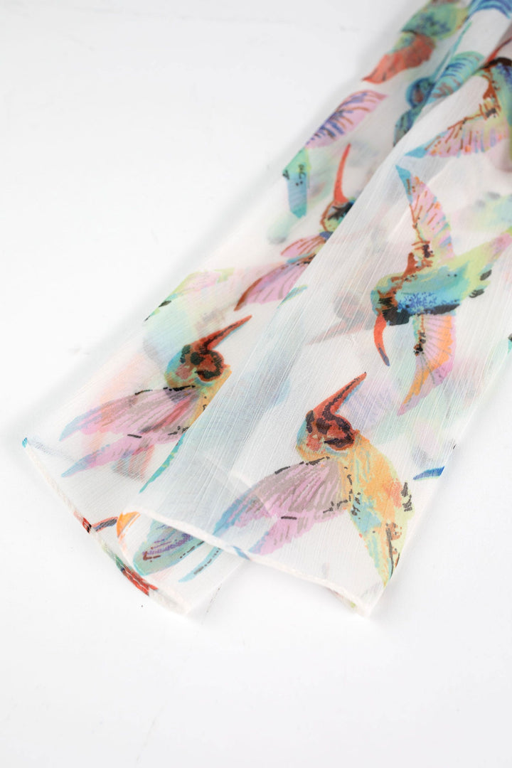 Handcrafted Chiffon Hummingbird Scarf, India