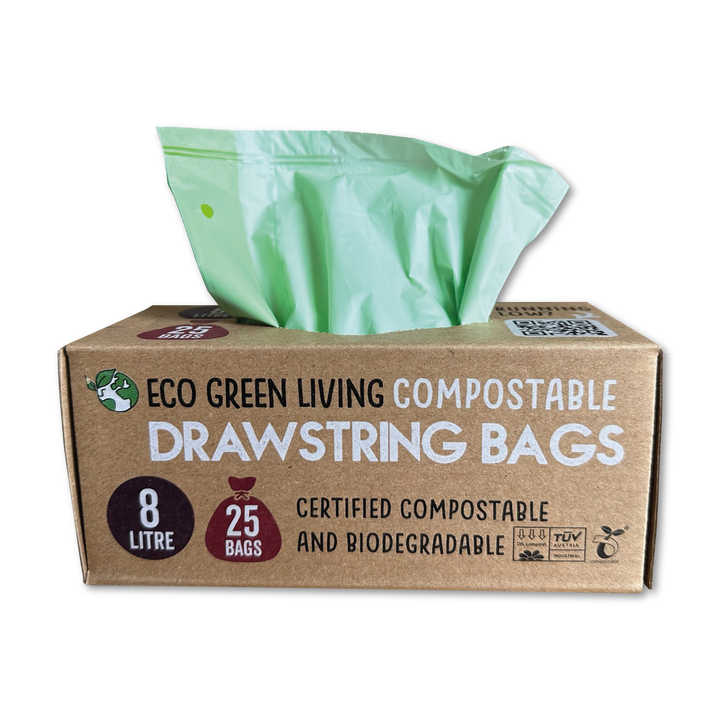 Certified Compostable Drawstring Bin Liners, 2 Gal., 25 Ct.
