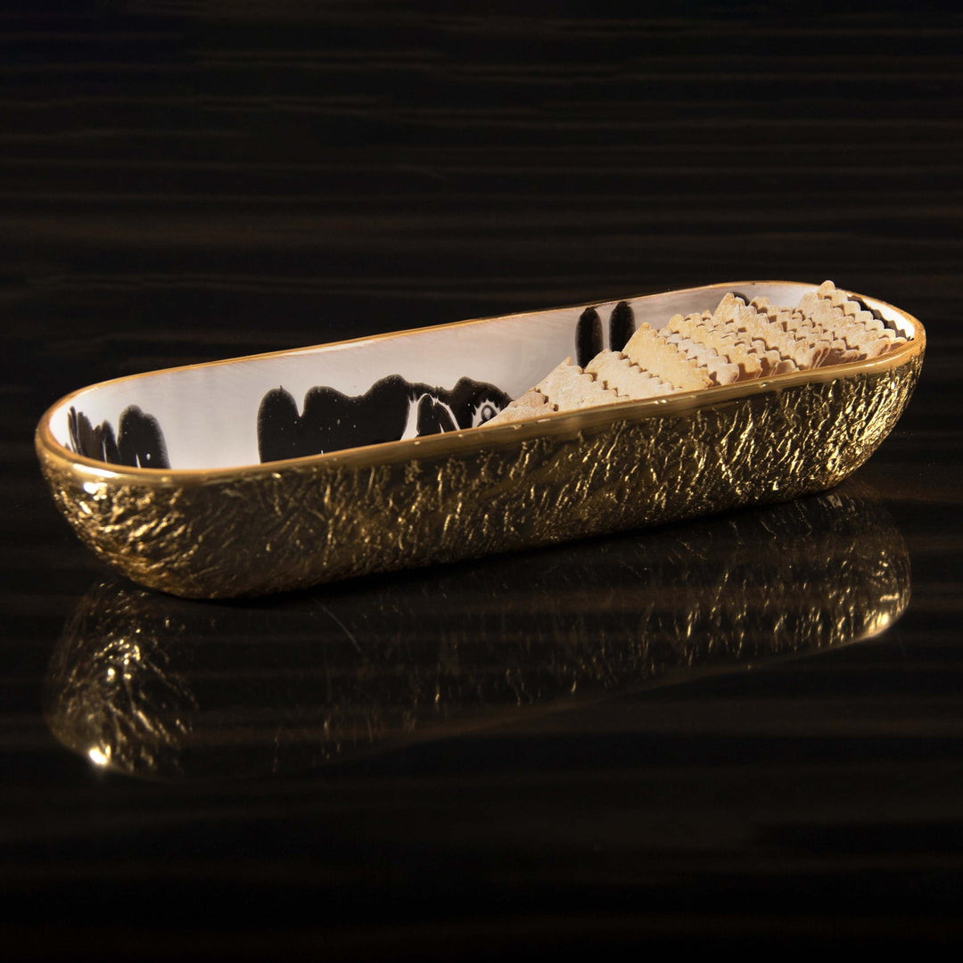 Handcrafted Gold-Plated Aluminum Cracker Serveware
