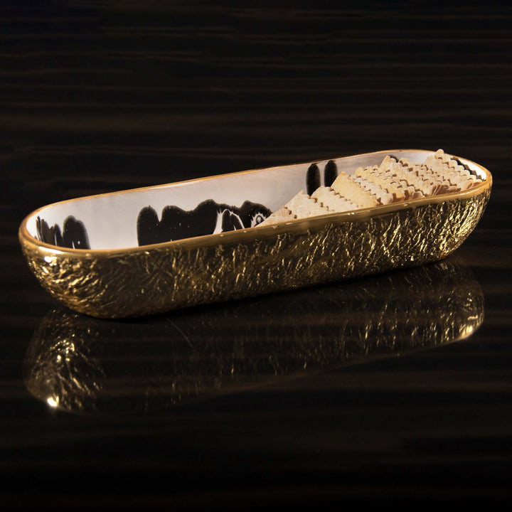 Handcrafted Gold-Plated Aluminum Cracker Serveware