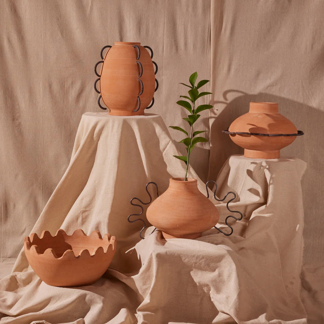 Handcrafted Terracotta Vessel Decor, 10.5" x 12"