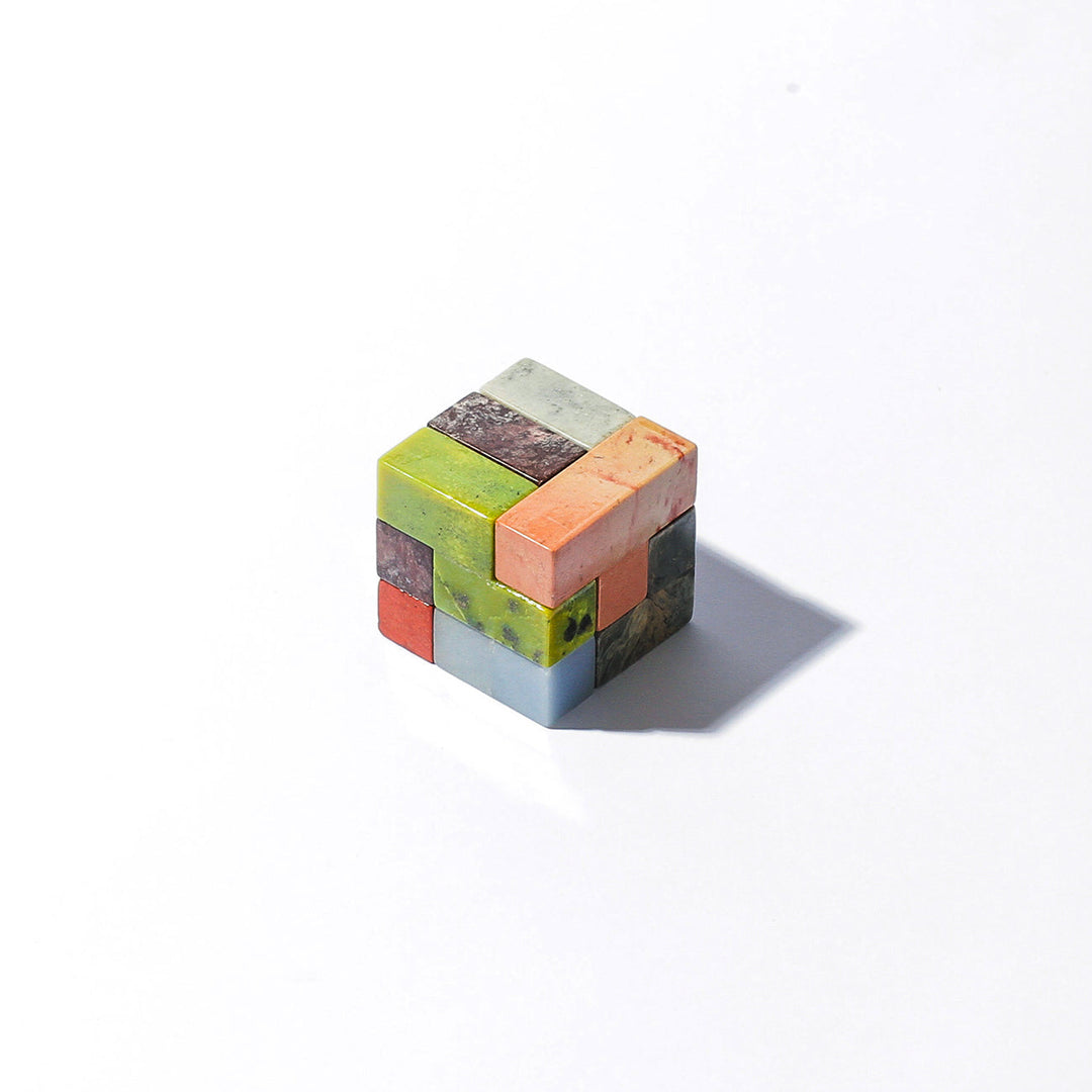 Handcrafted Gemstone Soma Cube Stress-Relief Puzzle