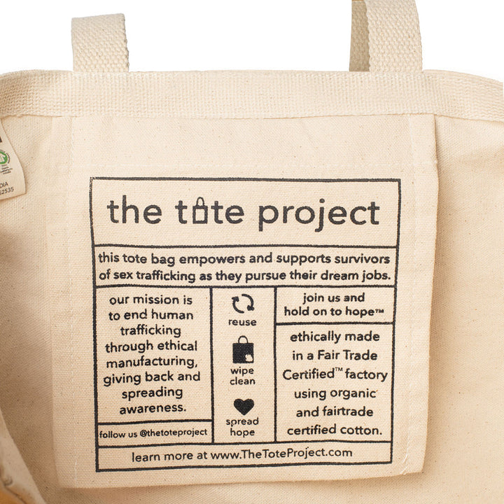 Organic Fair Trade Cotton Tote Bag, 16" x 16"