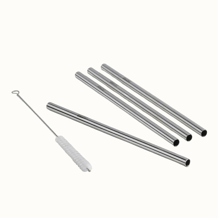 Food-Grade 304 Steel Drinkware Straws, 7", 4 Ct.