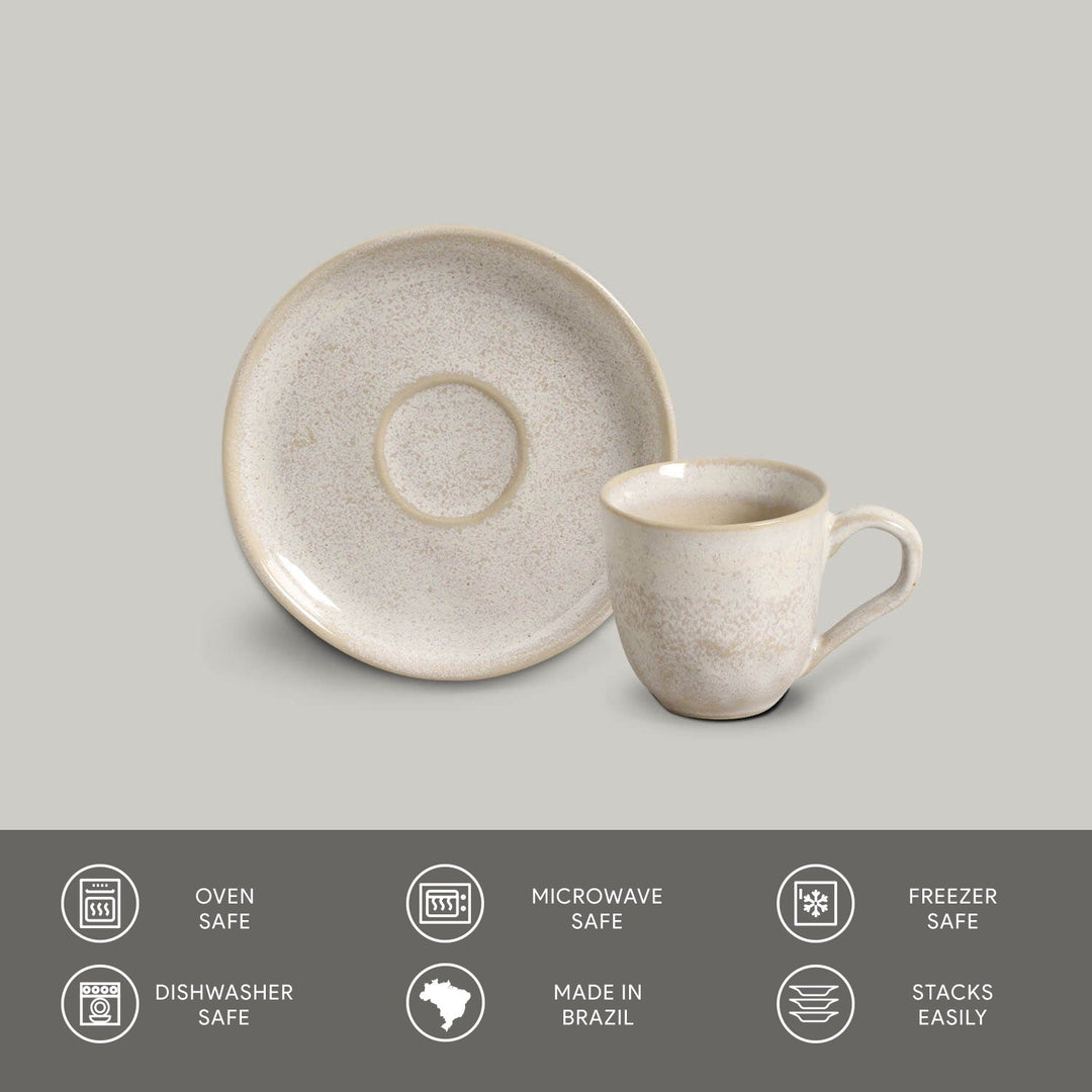 Non-Toxic Ceramic Cup &amp; Saucer Dinnerware Set, 6 Ct.