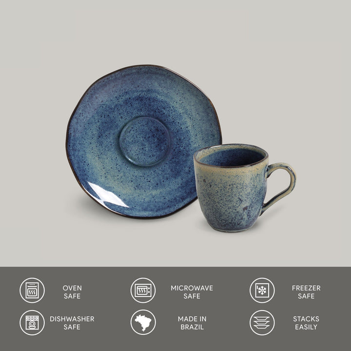 Non-Toxic Ceramic Cup &amp; Saucer Dinnerware Set, 6 Ct.