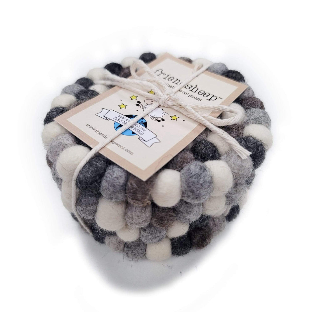 Handcrafted Wool Felt Stone Decor Coasters, 4 Ct.