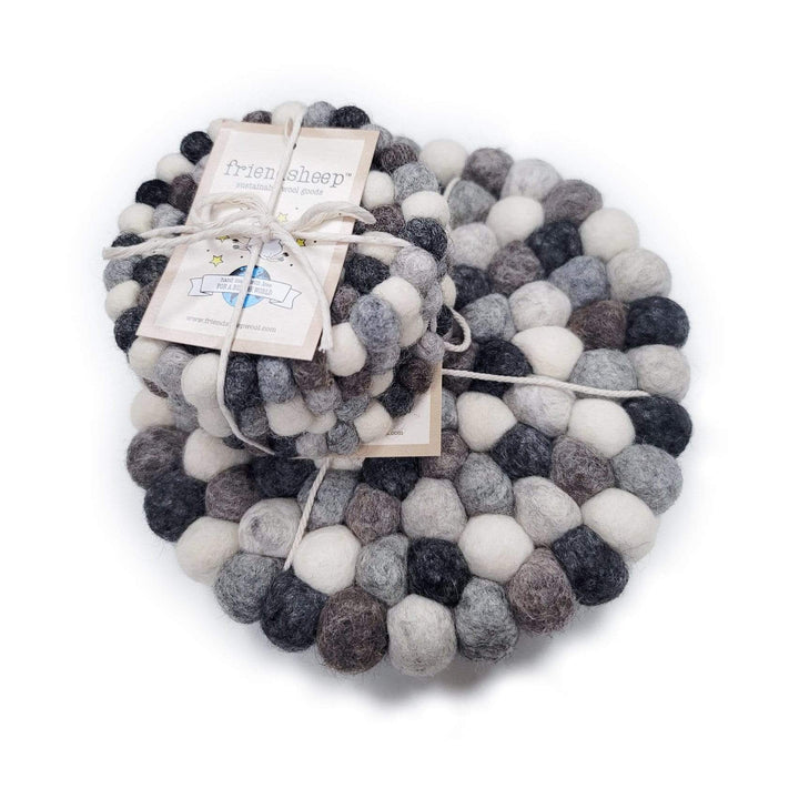 Handcrafted Wool Felt Stone Decor Coasters, 4 Ct.