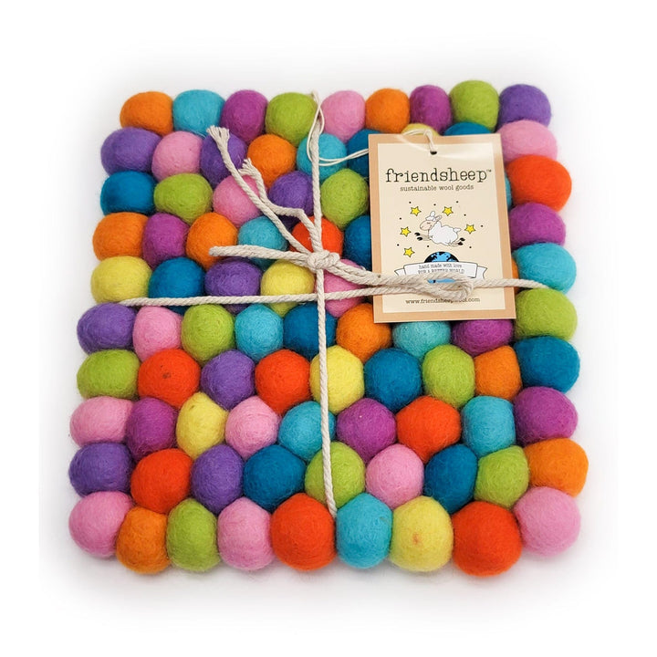 Handcrafted Wool Rainbow Coasters, 4 Ct.