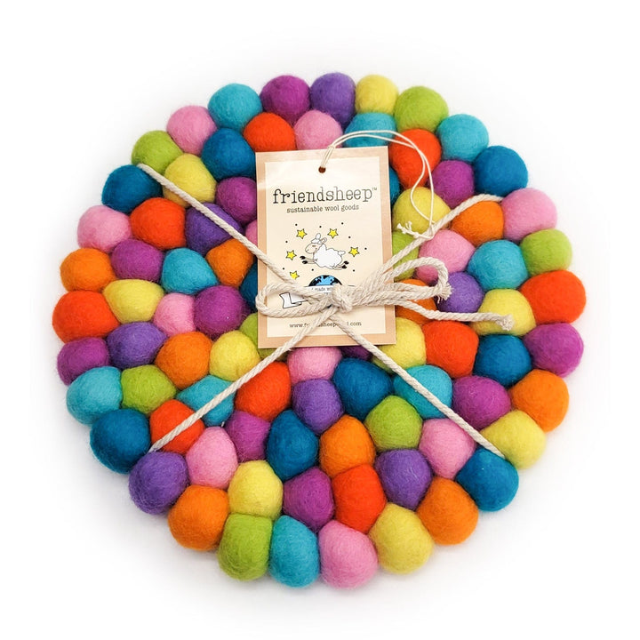 Handcrafted Wool Rainbow Coasters, 4 Ct.