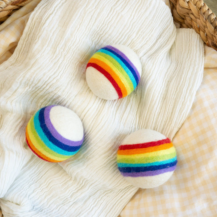 Handcrafted Organic Wool Dryer Balls, Rainbow, 3 Ct.