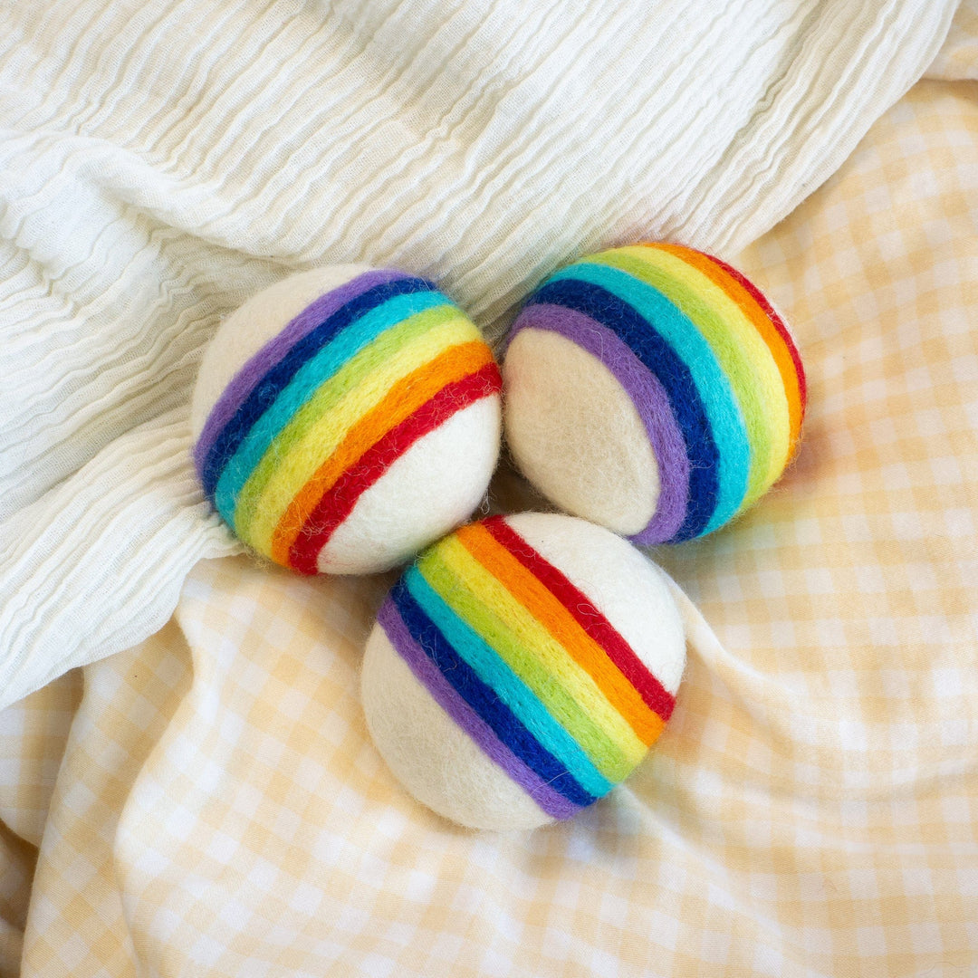 Handcrafted Organic Wool Dryer Balls, Rainbow, 3 Ct.