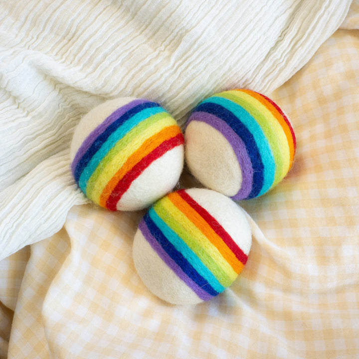 Handcrafted Organic Wool Dryer Balls, Rainbow, 3 Ct.