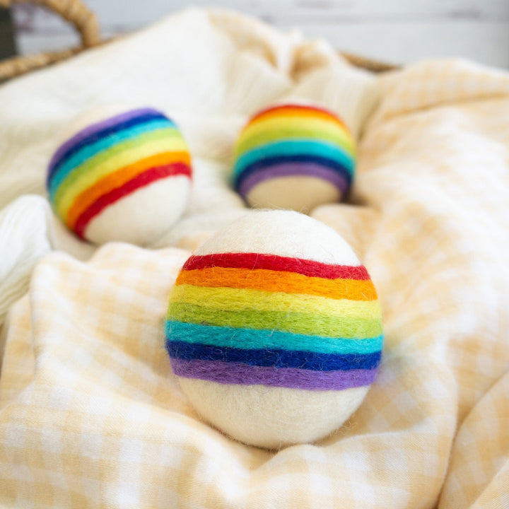 Handcrafted Organic Wool Dryer Balls, Rainbow, 3 Ct.