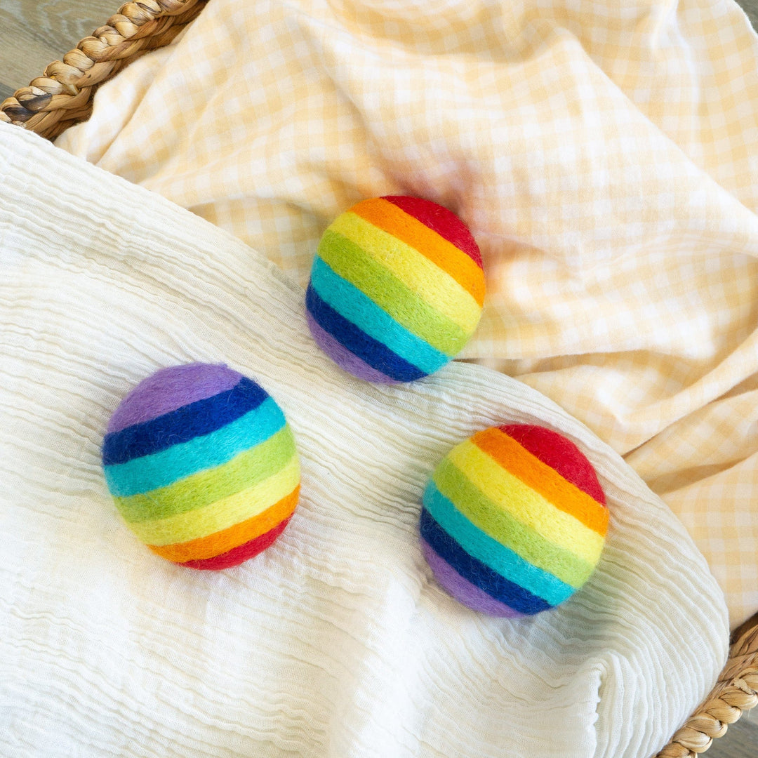 Handcrafted Organic Wool Dryer Balls, Rainbow, 3 Ct.