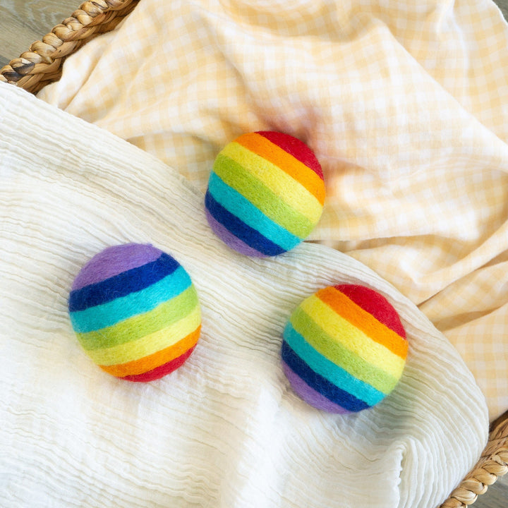 Handcrafted Organic Wool Dryer Balls, Rainbow, 3 Ct.