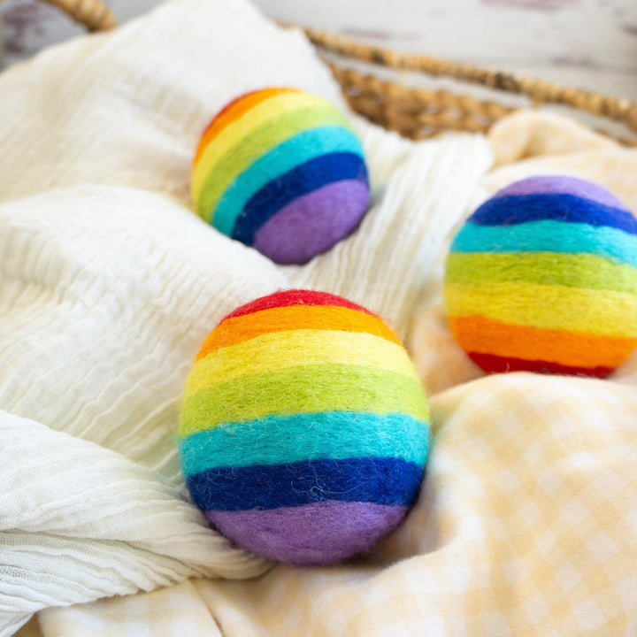 Handcrafted Organic Wool Dryer Balls, Rainbow, 3 Ct.