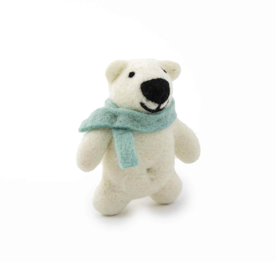 Handcrafted Organic Wool Polar Bear Ornaments, 2 Ct.
