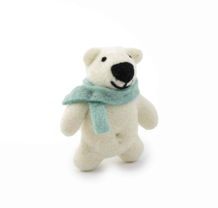 Handcrafted Organic Wool Polar Bear Ornaments, 2 Ct.