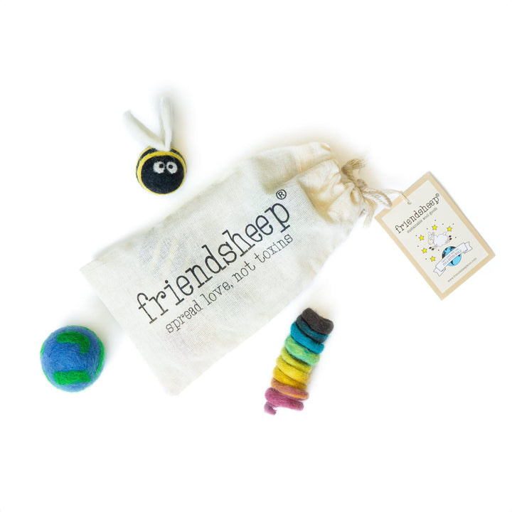 Handcrafted Wool Felt Cat Toy Set, 3 Ct.