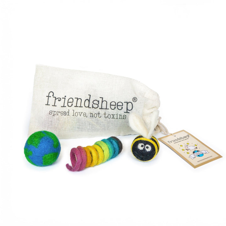Handcrafted Wool Felt Cat Toy Set, 3 Ct.