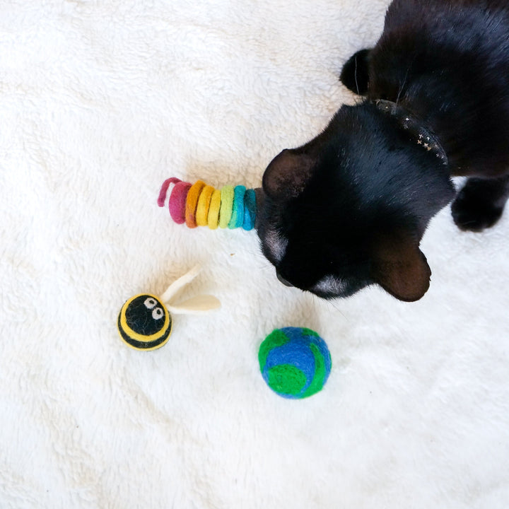 Handcrafted Wool Felt Cat Toy Set, 3 Ct.