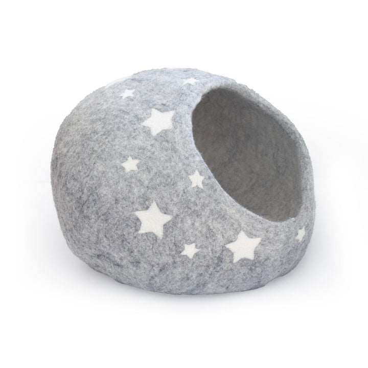 Organic Hand-Felted Wool Cat Cave Bed, Grey, 20"