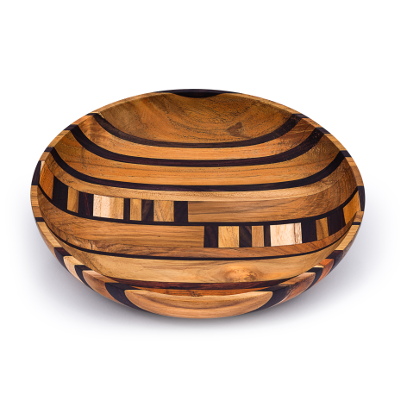 Artisan Upcycled End Grain Fruit Bowls (2 Patterns &amp; 2 Sizes Available)-4