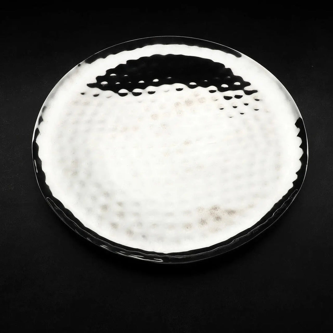 Reusable Hammered 18/8 Stainless Steel Serving Tray, 14"