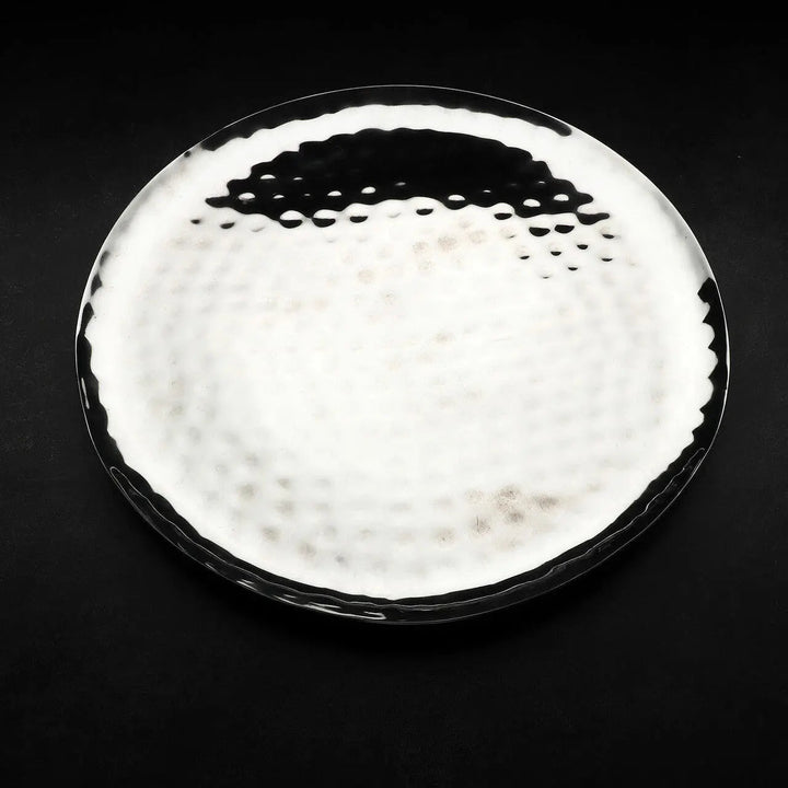 Reusable Hammered 18/8 Stainless Steel Serving Tray, 14"
