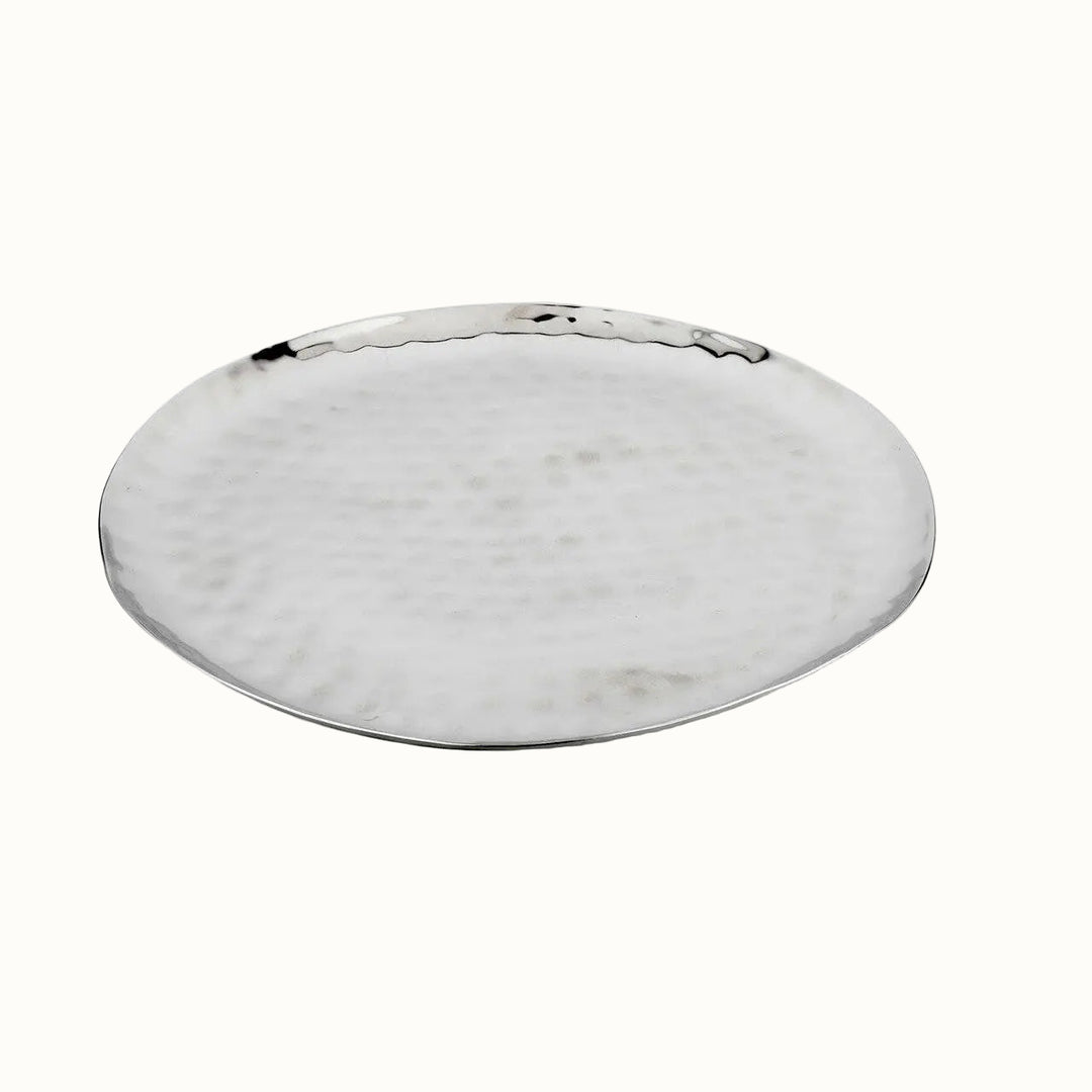 Reusable Hammered 18/8 Stainless Steel Serving Tray, 14"