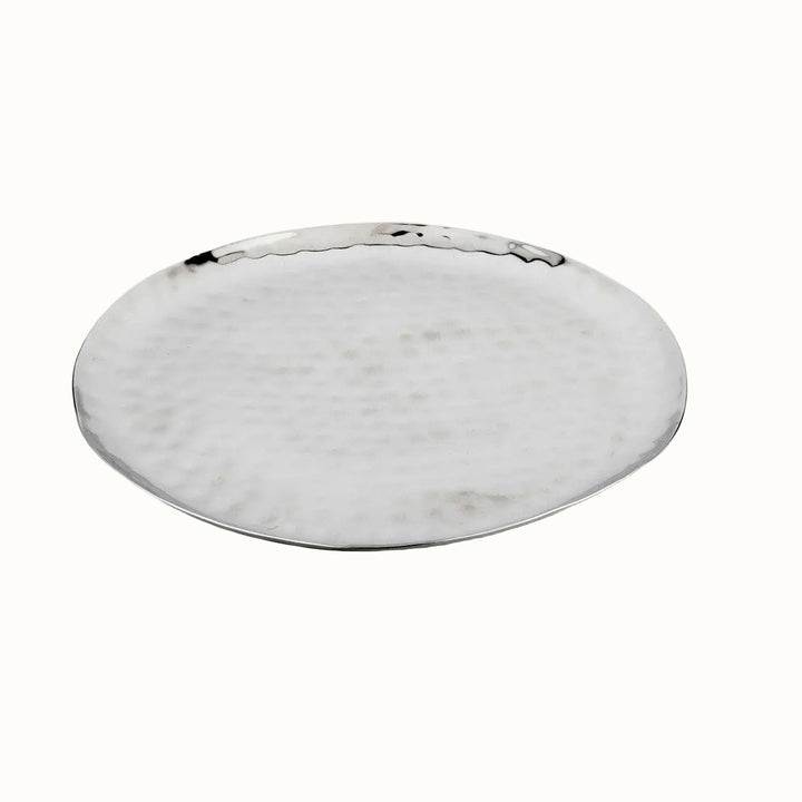 Reusable Hammered 18/8 Stainless Steel Serving Tray, 14"