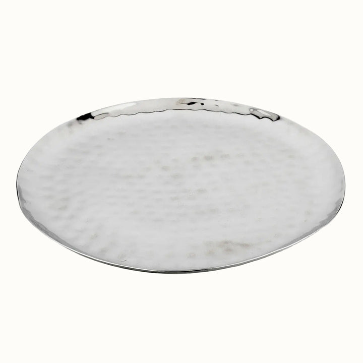 Reusable Hammered 18/8 Stainless Steel Serving Tray, 14"