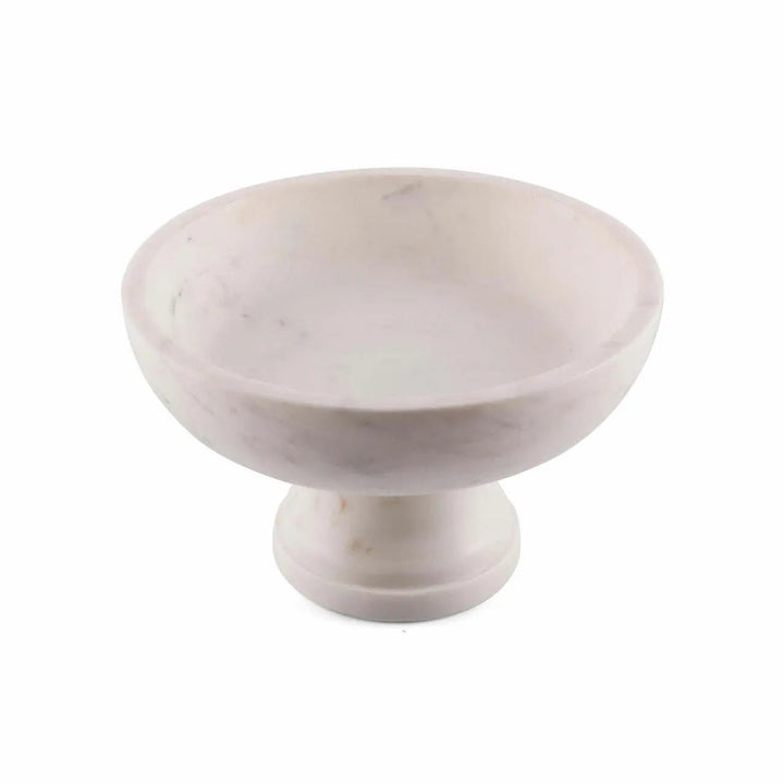 Handcrafted Natural Marble Pedestal Serveware Bowl