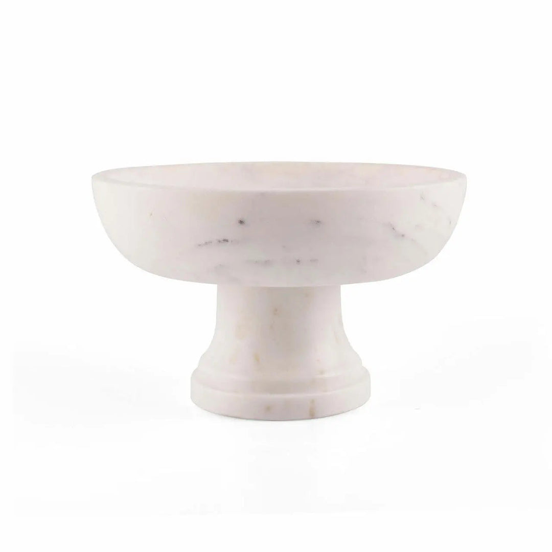 Handcrafted Natural Marble Pedestal Serveware Bowl