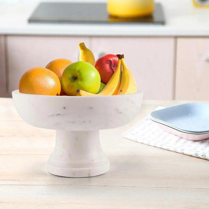 Handcrafted Natural Marble Pedestal Serveware Bowl