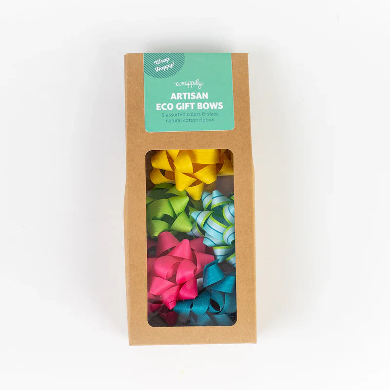 Organic Cotton Adhesive Gift Bows, Brights, 5 Ct.