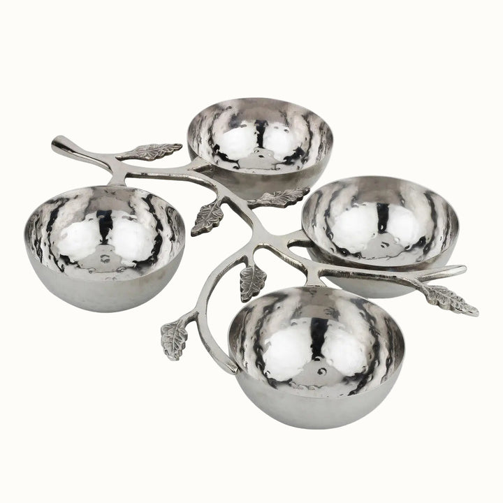 Hammered Stainless Steel Leaf Serveware Set, 4 Ct.